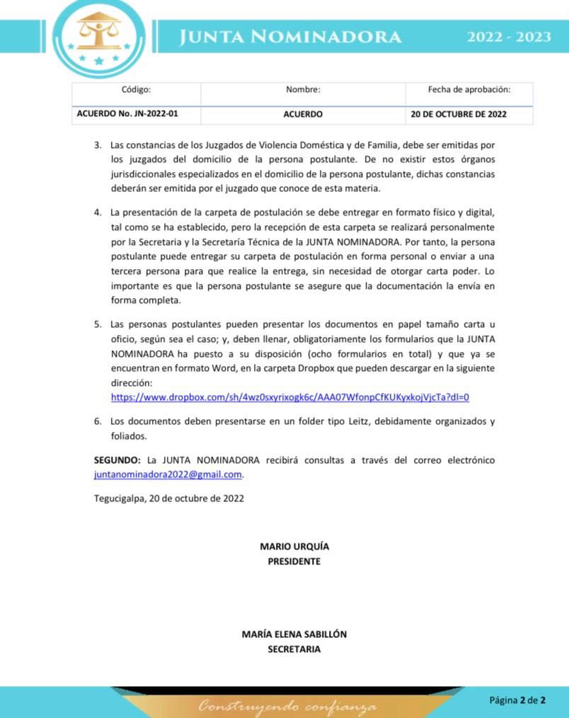 Aclaración sobre la presentación de documentación 